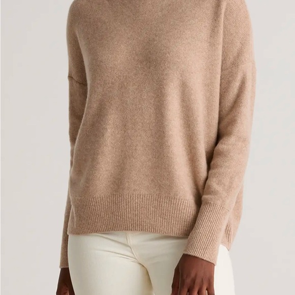 Quince Tan Cowl Neck Sweater Soft and Relaxed Fit - Picture 3 of 3